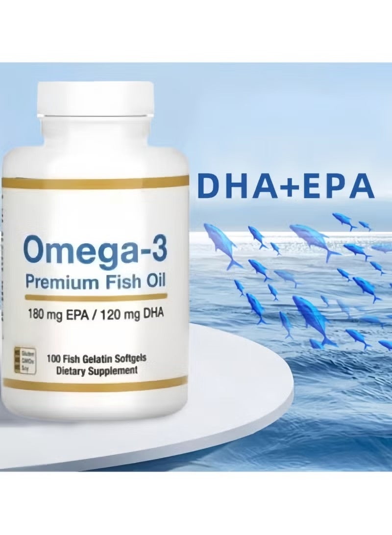 أوميغا كبسولات زيت السمك الممتازة أوميغا 3 - 100 كبسولة من جيلاتين السمك، 180 ملغ EPA و120 ملغ DHA | مكمل غذائي خالٍ من الغلوتين لدعم صحة القلب والدماغ والمفاصل - Image 5