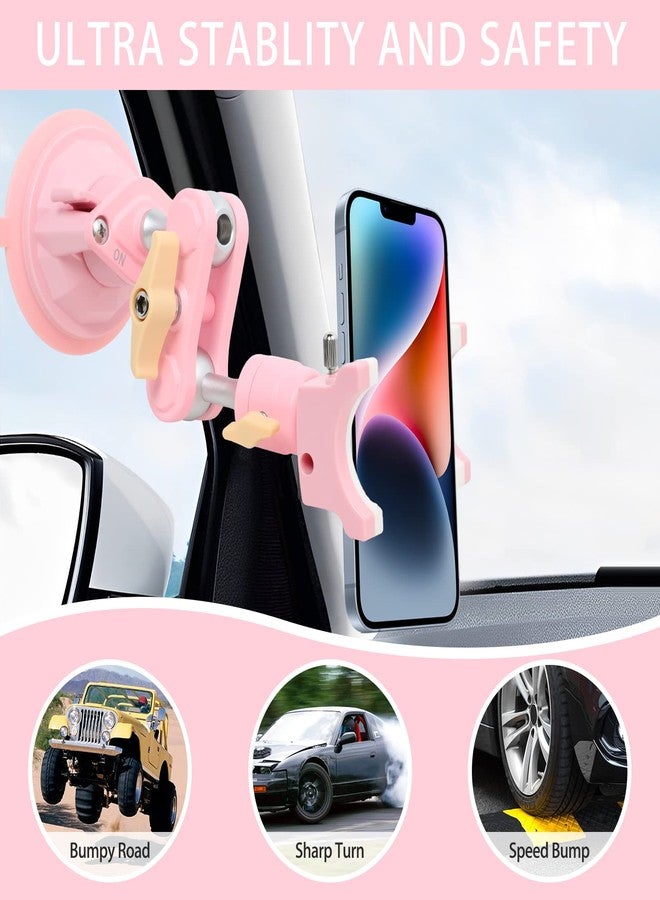 Rednow Suction Cup Phone Mount 360 Rotating Universal Ball Head Arm for Car Dashboard Windshield Vehicle Sunroof (1pc*Pink) - Image 2