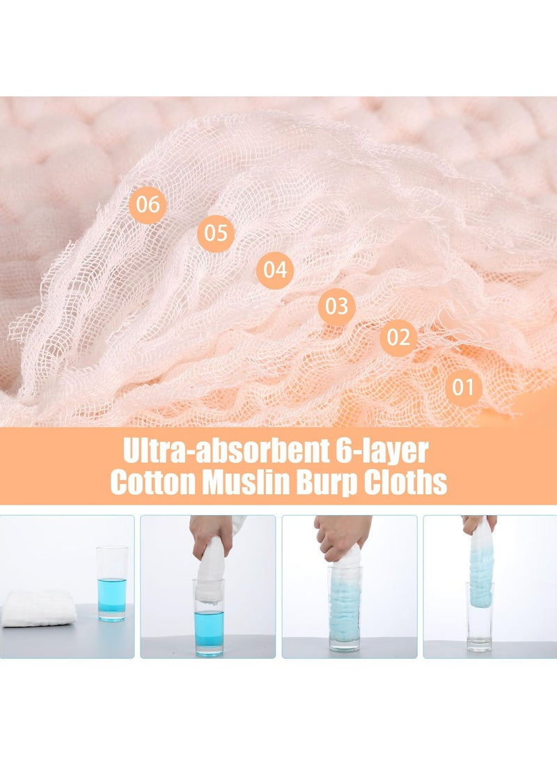 CMGTYYD 6 Pack Muslin Cloths for Baby, 20x10 Inch Soft Cotton Muslin Cloths Reusable Facial Cleansing Cloths 6 Layers Burp Cloths Baby Wash Cloth Baby Muslin Pack for Newborn Kid Baby Cleaning(White)  - Image 3