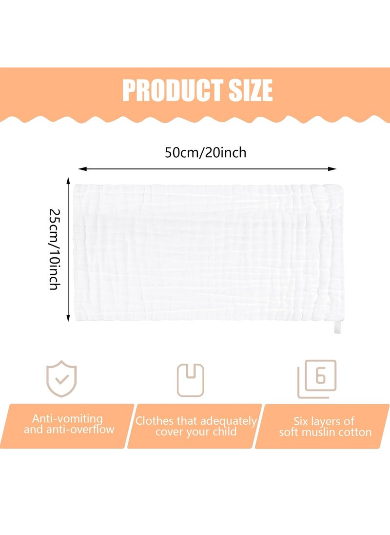 CMGTYYD 6 Pack Muslin Cloths for Baby, 20x10 Inch Soft Cotton Muslin Cloths Reusable Facial Cleansing Cloths 6 Layers Burp Cloths Baby Wash Cloth Baby Muslin Pack for Newborn Kid Baby Cleaning(White)  - Image 2