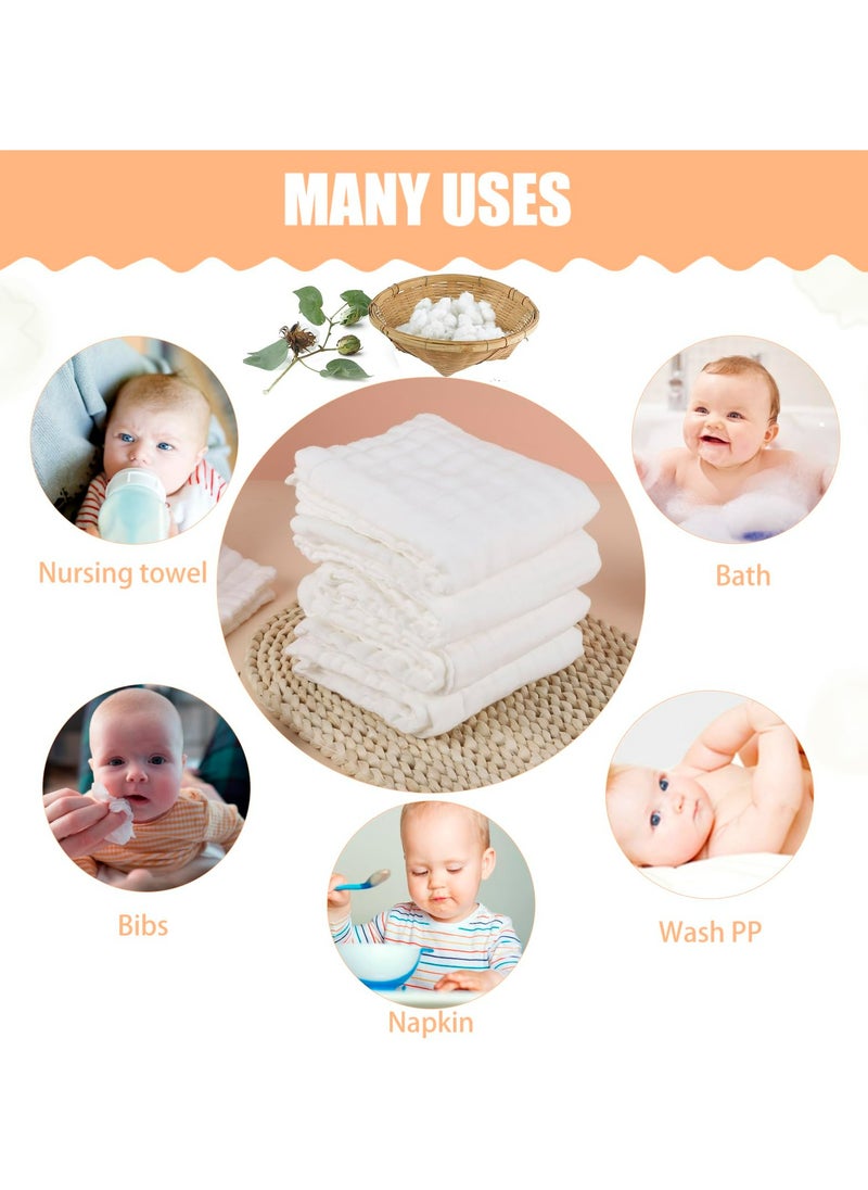 CMGTYYD 6 Pack Muslin Cloths for Baby, 20x10 Inch Soft Cotton Muslin Cloths Reusable Facial Cleansing Cloths 6 Layers Burp Cloths Baby Wash Cloth Baby Muslin Pack for Newborn Kid Baby Cleaning(White)  - Image 5