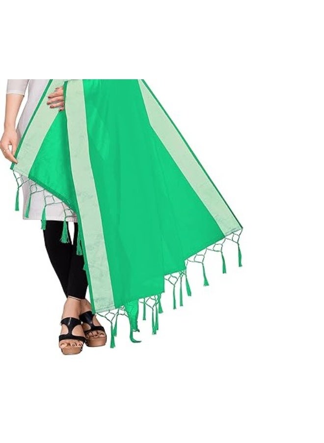 Sidhidata Women's Solid Cotton Silk Dupatta With Tassels (2.20 Mtr) - Image 2