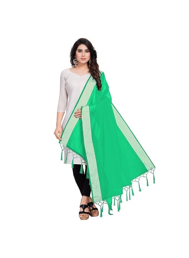 Sidhidata Women's Solid Cotton Silk Dupatta With Tassels (2.20 Mtr) - Image 1