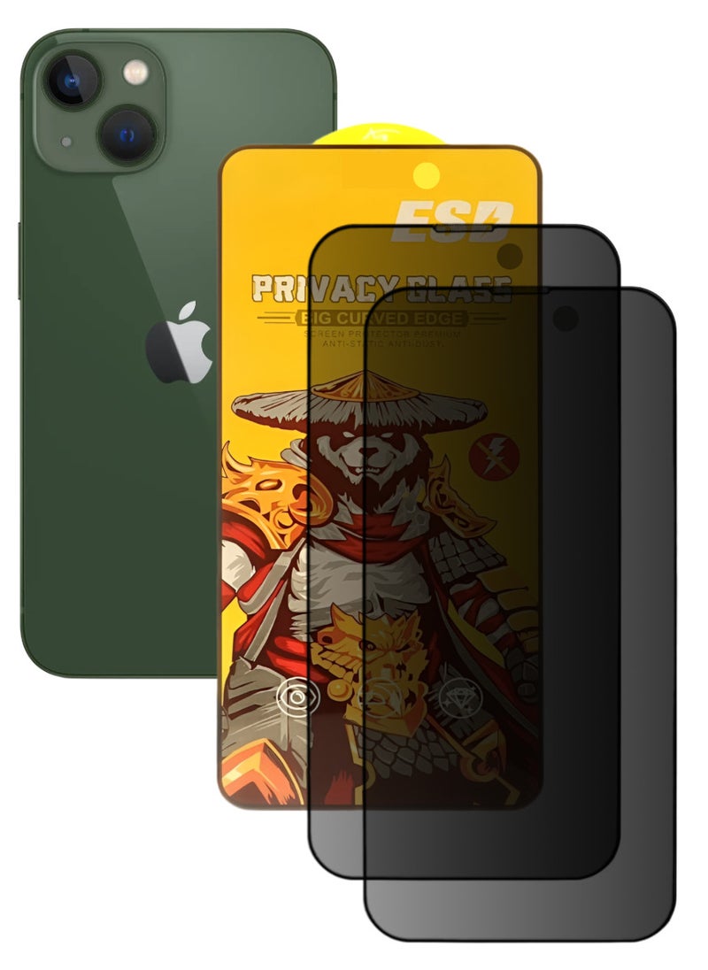 ESD 2 Pieces Tempered Dustproof Privacy Glass Screen Protector Compatible For iPhone 13 - Image 1