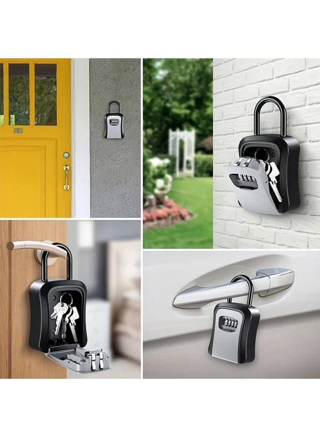 Gray Portable Key Lock Box 4 Digit Combination Resettable Code Weather Resistant Wall Mount - Image 2