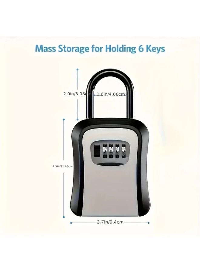 Gray Portable Key Lock Box 4 Digit Combination Resettable Code Weather Resistant Wall Mount - Image 3