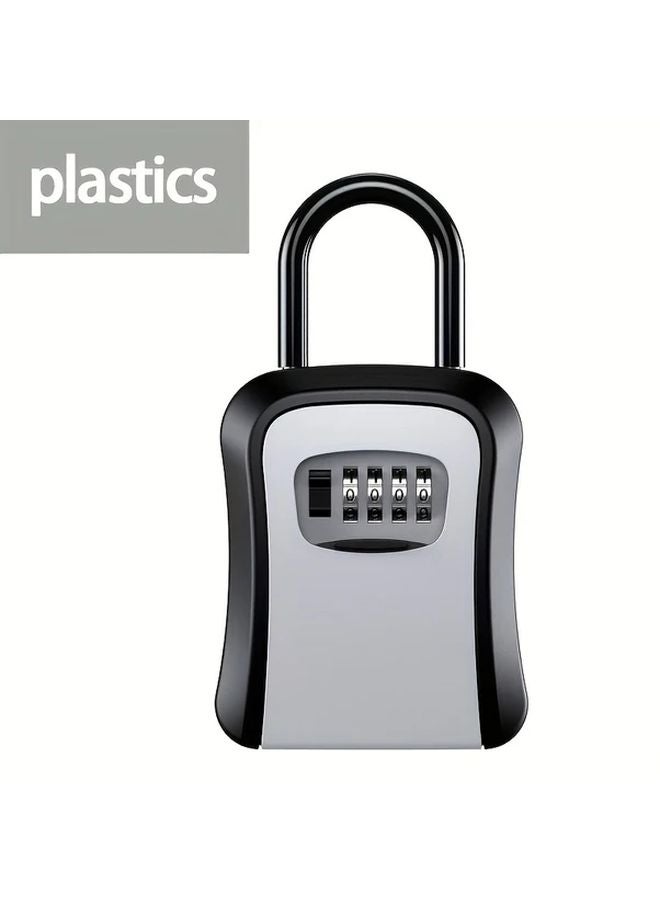 Gray Portable Key Lock Box 4 Digit Combination Resettable Code Weather Resistant Wall Mount - Image 1
