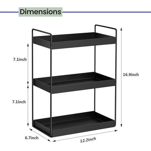 WonderStand TRINOVA (Black) | 3-Tier Standing Spice Rack Storage Organizer, Bathroom Countertop Storage Shelf Cosmetic Organizer and Home/Kitchen Spice Rack - Image 3