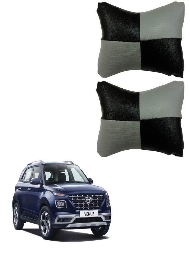 PulGos Grey Check Design Car Neck Rest Cushion with Adjustable Straps_1861 - Image 1