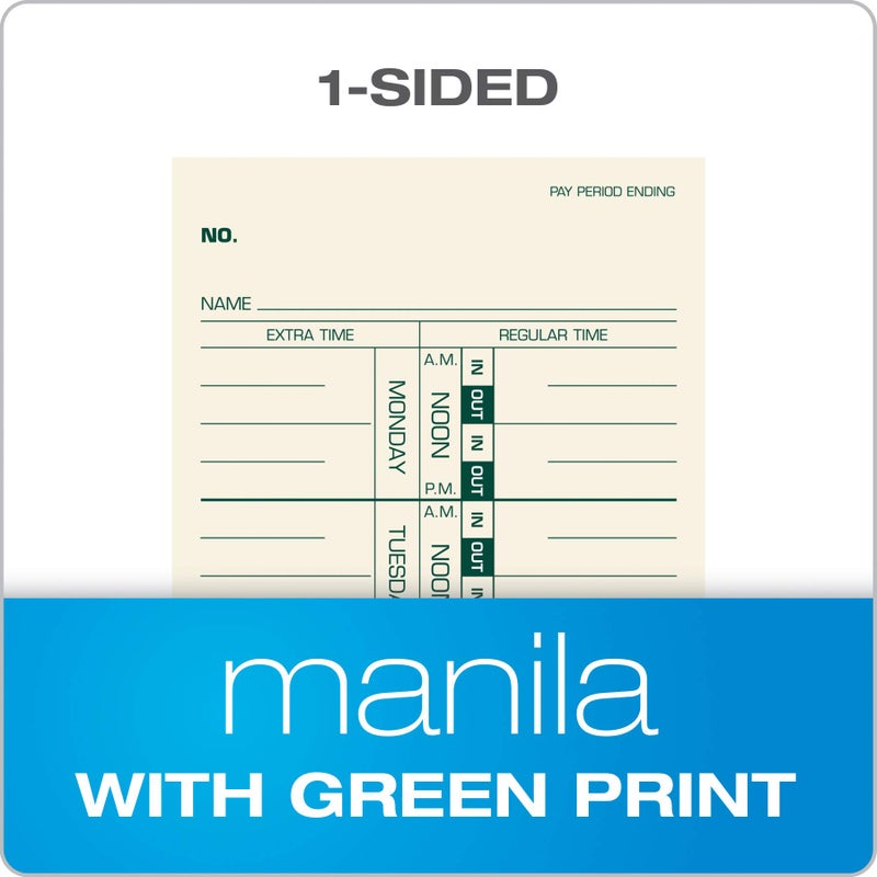 TOPS Weekly Employee Time Cards - One Sided Time Tracking Cards, Green Ink Print, 9" x 3.5", Manila Stock, Payroll Attendance Record, Ideal for Small to Large Businesses - 500 Cards (Pack of 1) - Image 3