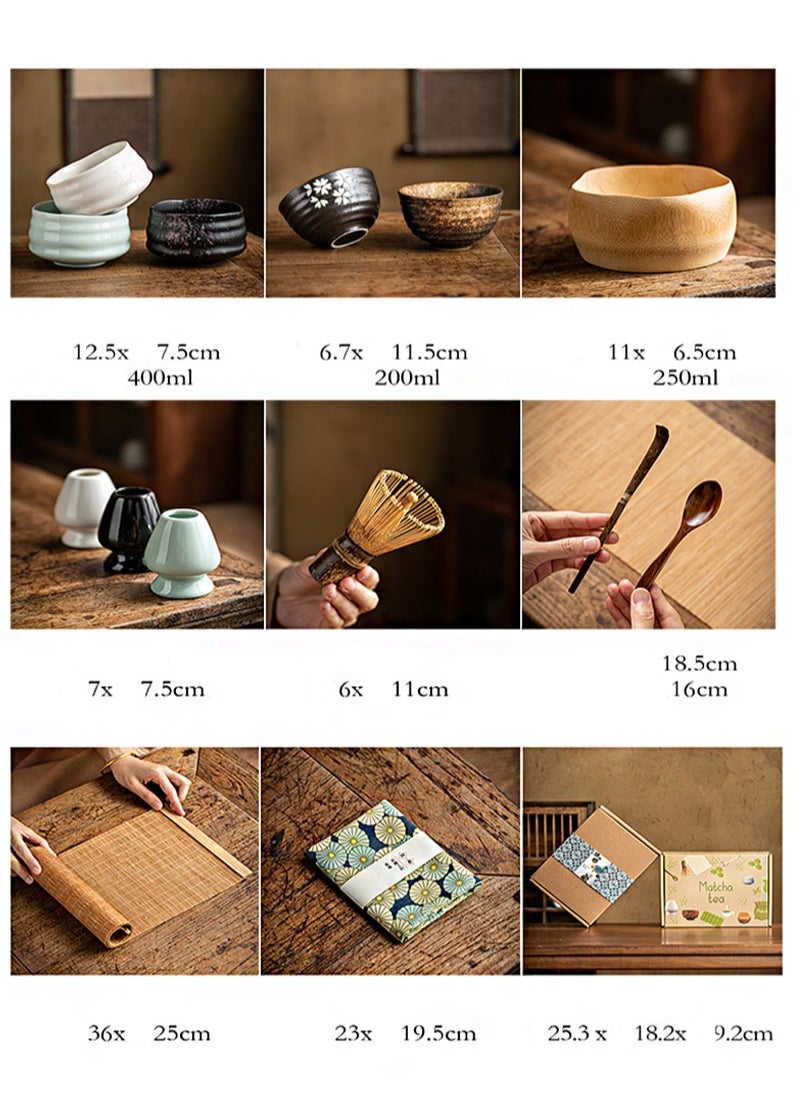 7 Piece Matcha Tea Set, Matcha Stirring Set, Matcha Bowl Set, Matcha Ceremony Set (Teal)