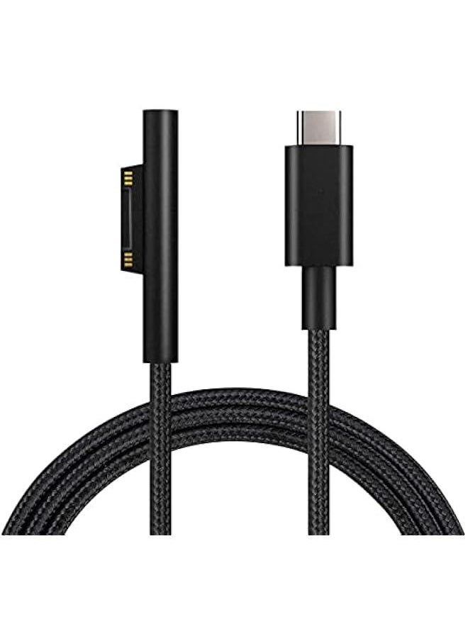 Surface Connect to USB-C Charging Braided Cable 15V/3A, Compatible with Microsoft Surface Pro 7/6/5/4/3, Surface Laptop 3/2/1, Surface Go, Surface Book (6FT)