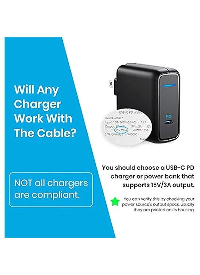 Surface Connect to USB-C Charging Braided Cable 15V/3A, Compatible with Microsoft Surface Pro 7/6/5/4/3, Surface Laptop 3/2/1, Surface Go, Surface Book (6FT)