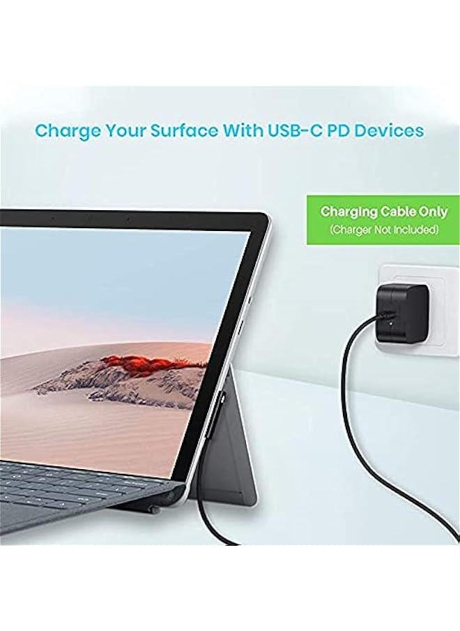 Surface Connect to USB-C Charging Braided Cable 15V/3A, Compatible with Microsoft Surface Pro 7/6/5/4/3, Surface Laptop 3/2/1, Surface Go, Surface Book (6FT)