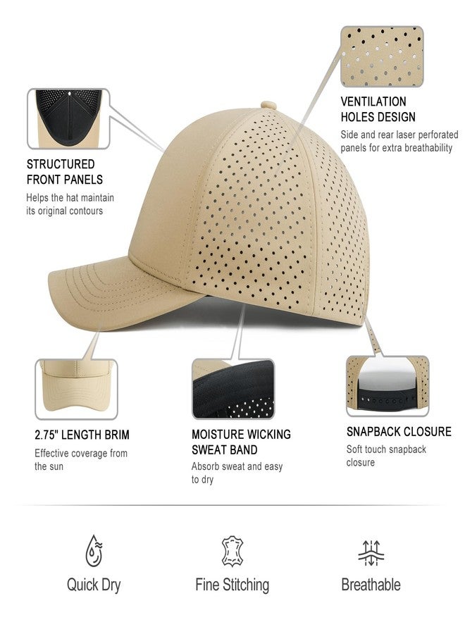 VOBOOM قبعة بيسبول رجالية سريعة الجفاف من VOBOOM، مصنوعة من شبكة مقطوعة بالليزر، ذات حافة منحنية، لون كاكي، مقاس واحد - Image 5