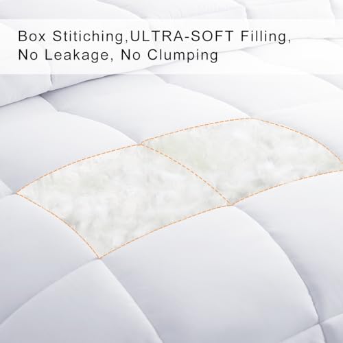 COHOME Quilted Full Size Comforter - All-Season Down Alternative Duvet Insert - Luxury Hotel Winter Warm White Comforter with Anti-Clump Tech & 8 Tabs - Reversible （82"x86"） - Image 3