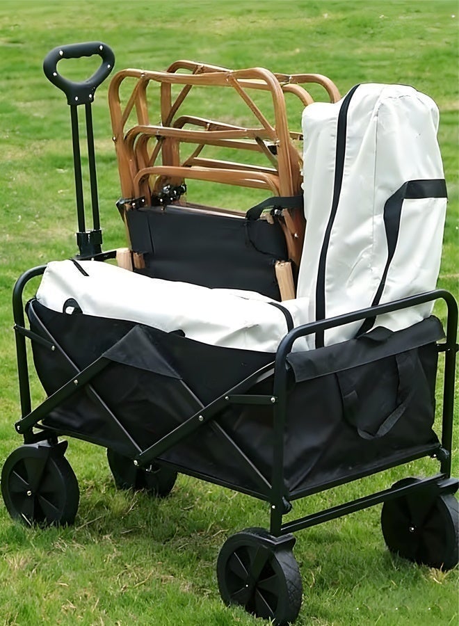 TAKHTEELA Collapsible Folding Heavy Duty Utility Wagon for Outdoor Sports, 230 pounds Weight Capacity, Camping, Garden, and Shopping, Black - Image 4