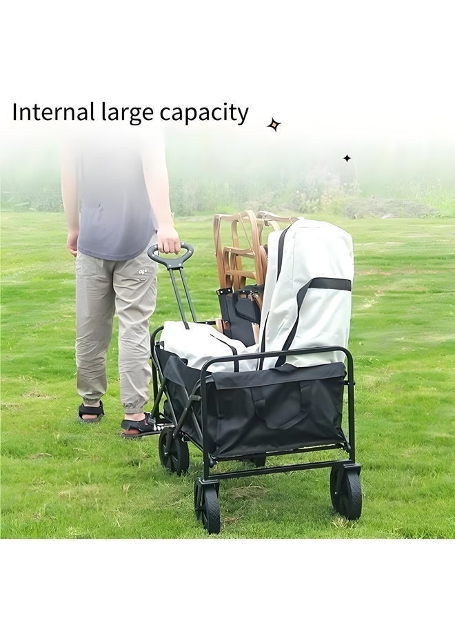 TAKHTEELA Collapsible Folding Heavy Duty Utility Wagon for Outdoor Sports, 230 pounds Weight Capacity, Camping, Garden, and Shopping, Black - Image 5