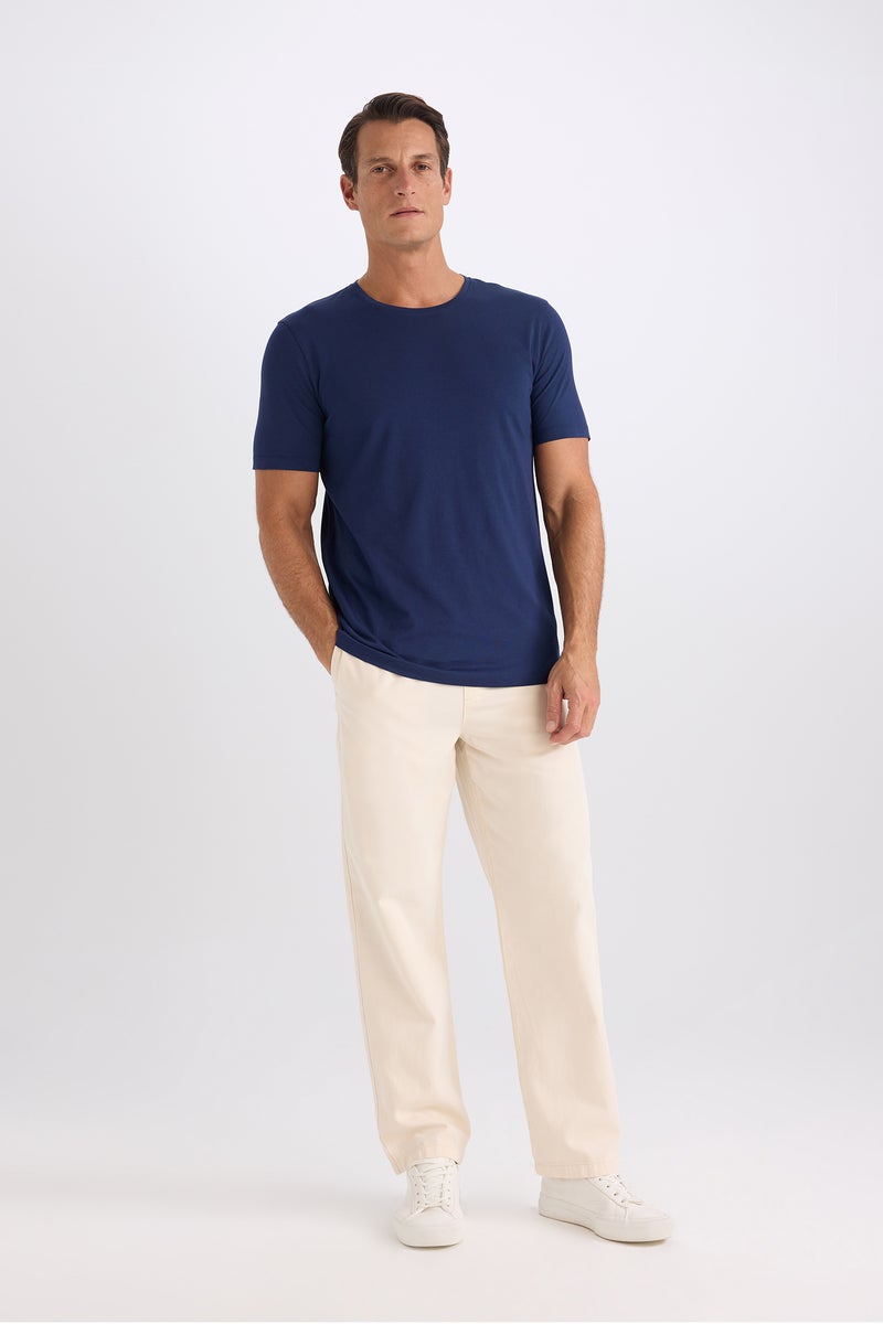 Man Slim Fit Crew Neck Basic Short Sleeve T-Shirt