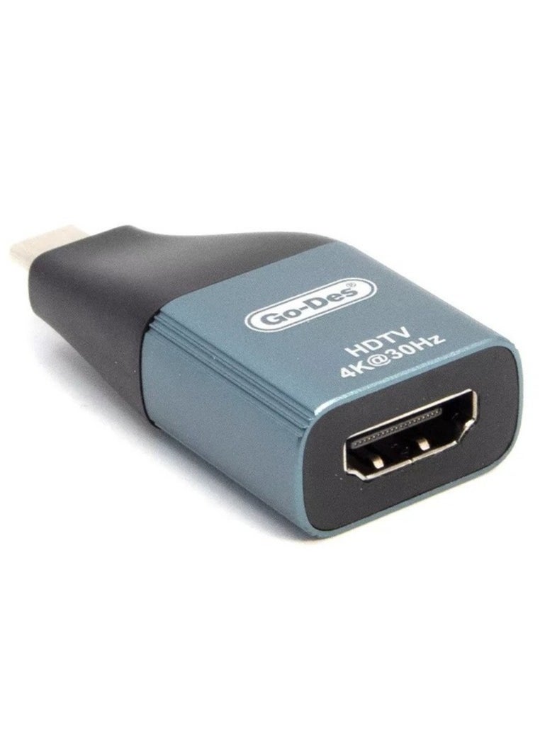 GO-DES - Go-Des USB-C to HDMI HD Video Adapter GD-CT062 – Easily connect your USB-C devices to HDMI displays for high-definition video streaming and presentations. - Image 1