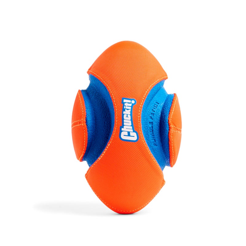 Chuckit! Fumble Fetch Dog Football - Outdoor and Indoor Interactive Dog Toy with Grooved Design for Easy Pickup - Made from Durable Rubber - Floats in Water - Small - Orange and Blue - Image 4