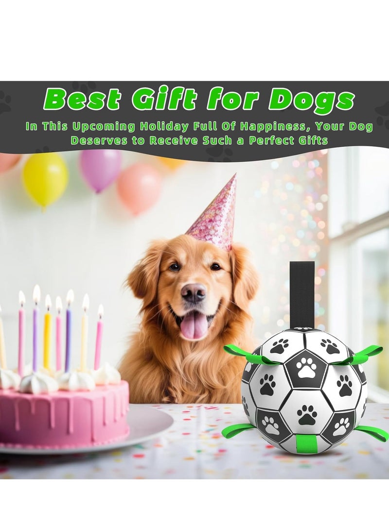 Dog Toys Soccer Ball with Straps, Puppy Birthday Gifts, Interactive for Tug of War, Durable Balls for Small  Medium Dogs（6 Inch） - Image 2