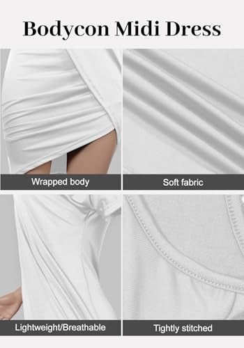 LKOUS Women's Summer Casual Round Neck High Low Short Sleeve Club Party Loose T-Shirt Midi Dress Top - Image 4