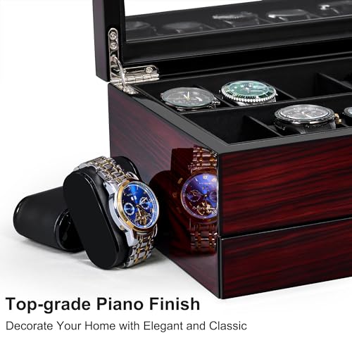 ANWBROAD 12 Slot Watch Cases for Men, Watch Box with Large Lid Jewelry Box with Watch Storage 2-Tier Paint Surface, Watch Holder Organizer for Men Lockable Watch Display Case UJWB001Y - Image 3
