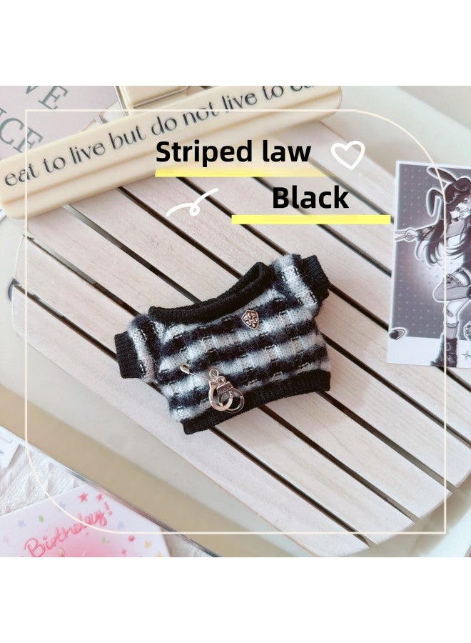 Spot Cotton Doll Clothes 10cm15cm20cm Black Cool Baby Clothes Black And Frost White Sweater Pullover-Specifications:20cm-Color:Striped Law Black  - Image 1