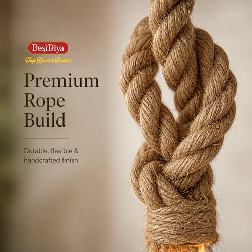 Desidiya Pendant Rope Lights E27 for Ceiling Hanging, Bulb Not Included- 40W, Pack of 2 (Beige) - Image 3