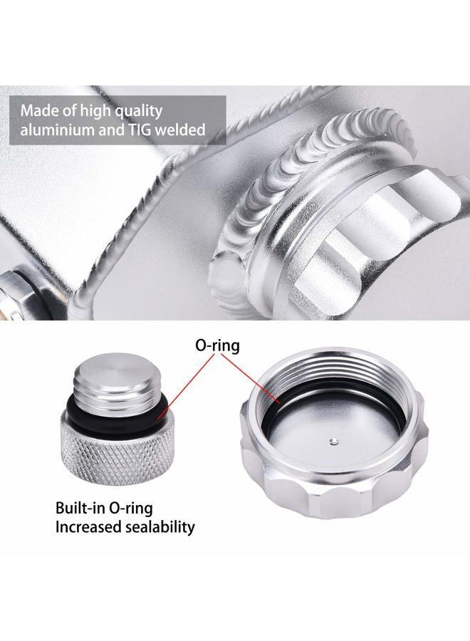 SPEEDWOW Coolant Overflow Tank, Aluminum Radiator Overflow Tank with Teflon Tape & O-ring Gasket, 1 L Universal Reservoir Expansion Tank (Silver) - Image 2