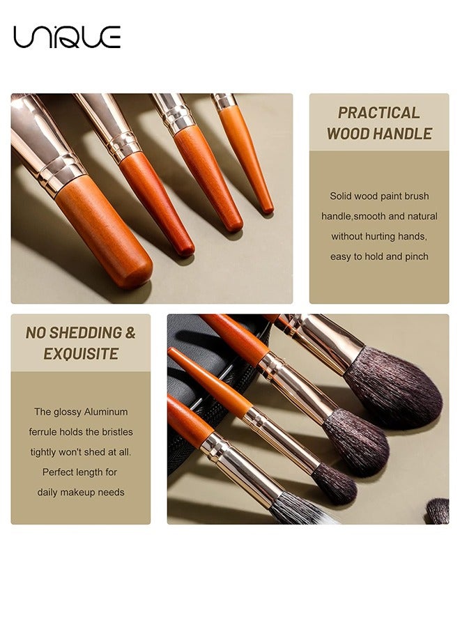 يونيك 9 قطع مجموعة فرشاة مكياج السفر الصغيرة مع العلبة ، مجموعة فرش مستحضرات التجميل الصغيرة المحمولة لكريم الأساس ، ظلال العيون ، الشفاه ، فرش مكياج أحمر الخدود الاحترافية - Image 3
