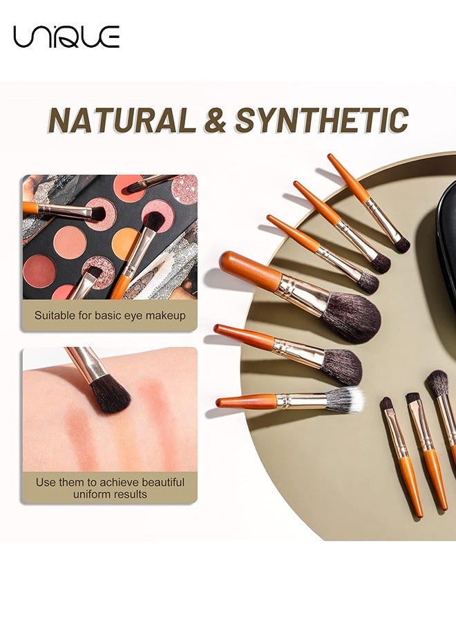 يونيك 9 قطع مجموعة فرشاة مكياج السفر الصغيرة مع العلبة ، مجموعة فرش مستحضرات التجميل الصغيرة المحمولة لكريم الأساس ، ظلال العيون ، الشفاه ، فرش مكياج أحمر الخدود الاحترافية - Image 4