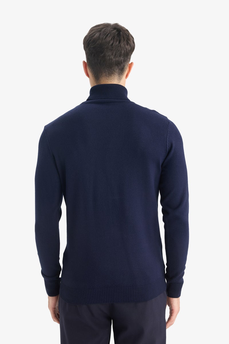 DeFacto Blue Man Slim Fit Turtleneck Knitwear Pullover Casual - Image 3