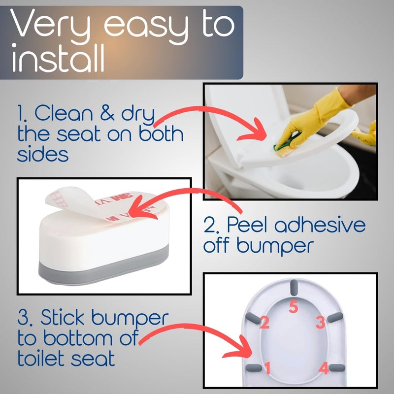 SereniBath Toilet Seat Bumpers for Use with Bidet - Stops Sliding & Wobbling - Distributes Weight Evenly to Prevent Damage to Seat or Bowl - Premium Adhesive Pads - 5pk - Image 3