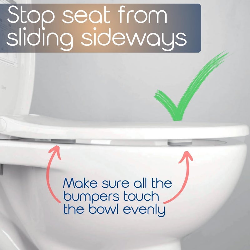SereniBath Toilet Seat Bumpers for Use with Bidet - Stops Sliding & Wobbling - Distributes Weight Evenly to Prevent Damage to Seat or Bowl - Premium Adhesive Pads - 5pk - Image 2