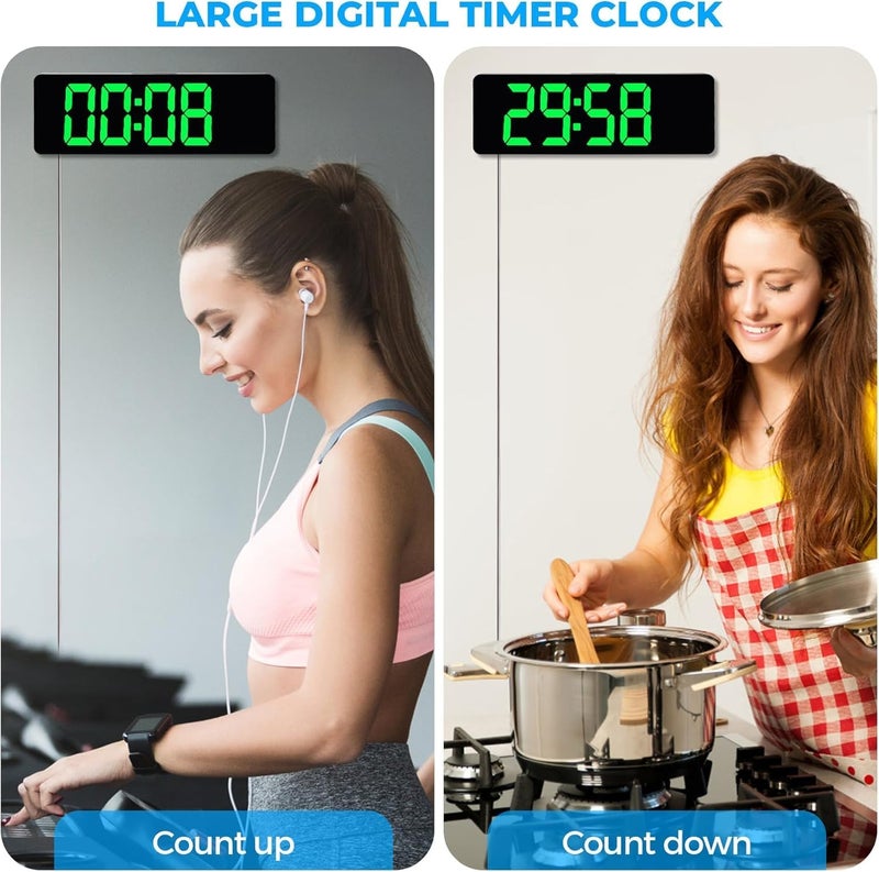 JUGTE Digital Wall Clock 15 Large Display Digital Clock with Remote Control AutoDimming Wall Clock with Night Light DST Date WeekTemp for Living Room BedroomGift for Elderly Green White - Image 5