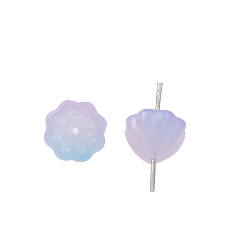 10mm acrylic gradient lotus seed heart straight hole beads DIY handmade necklace loose beads pendant decorative material gradient blue powder