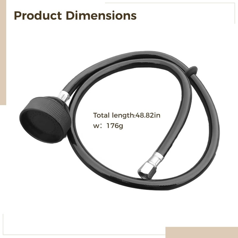 Shampoo Bowl Replacement Hose, 48.8 Inch Pvc Hose With Black Rubber Sprayer For Barbershops, Spas - Image 5