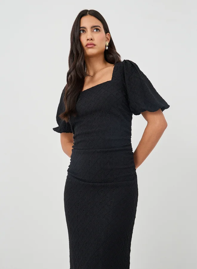Styli Ruffled Hem Midi Dress