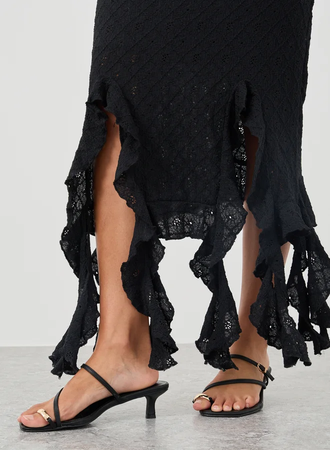 Styli Ruffled Hem Midi Dress