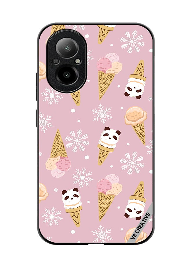 VR CREATIVE Protective Case Cover For Realme C67 4G Ice Cream In Waffle Cups And In The Shape Of A Panda Design Multicolour - Image 1
