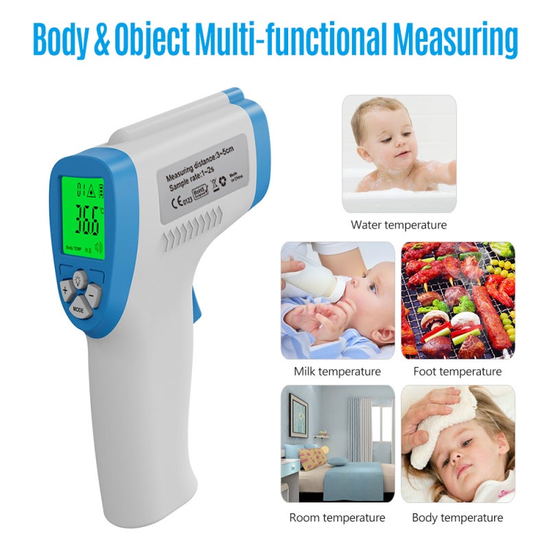 Infrared Thermometer: Non Contact, ±0.3℃ High Accuracy, 1-2 Seconds Fast Reading, LED Backlight Display - 32 Data Records, High Temperature Warning Portable Device for Babies Kids Adults - Image 3