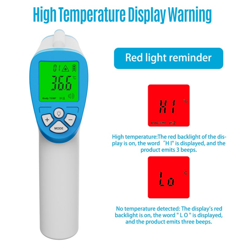 Infrared Thermometer: Non Contact, ±0.3℃ High Accuracy, 1-2 Seconds Fast Reading, LED Backlight Display - 32 Data Records, High Temperature Warning Portable Device for Babies Kids Adults - Image 5