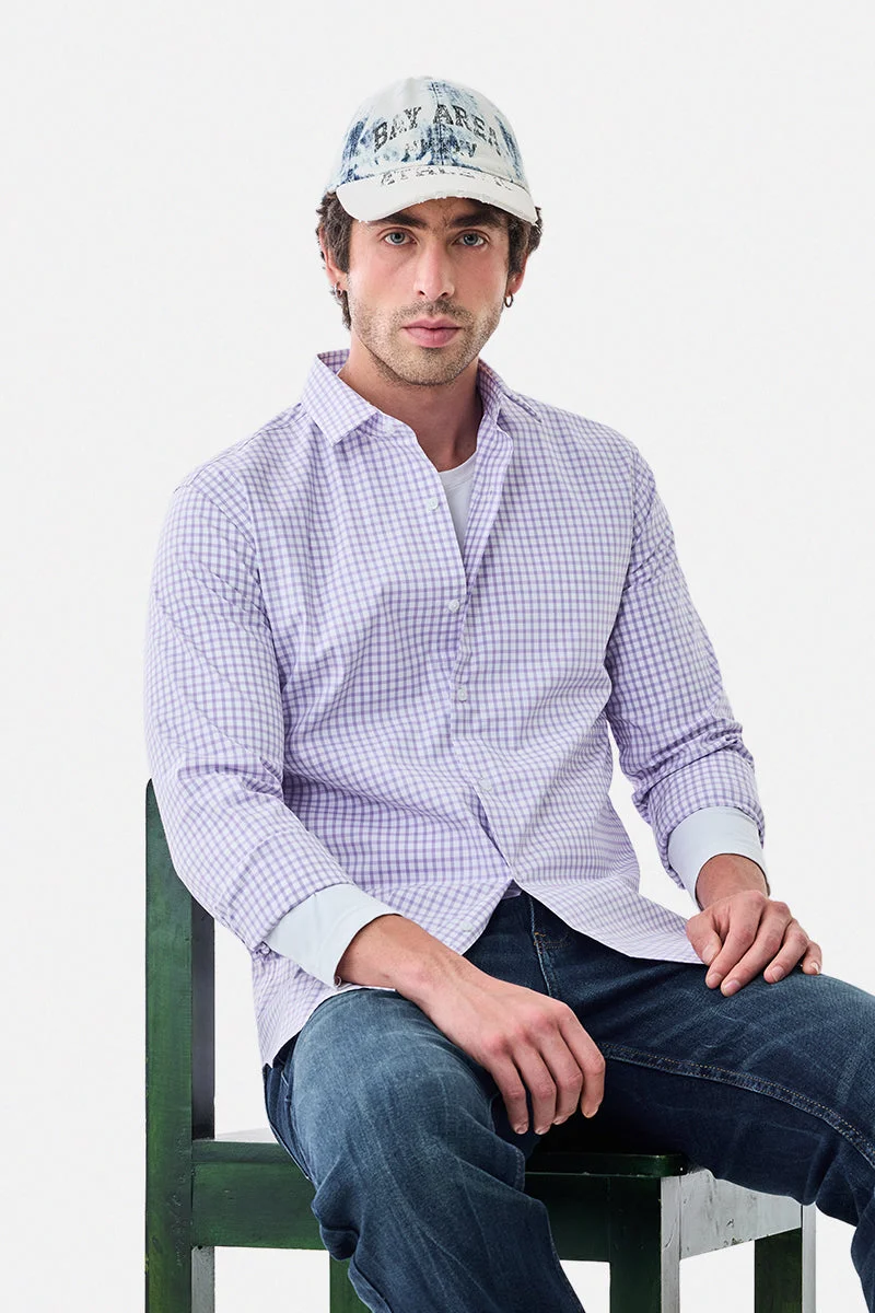 SNITCH Gingham Stretch Slim Fit Shirt