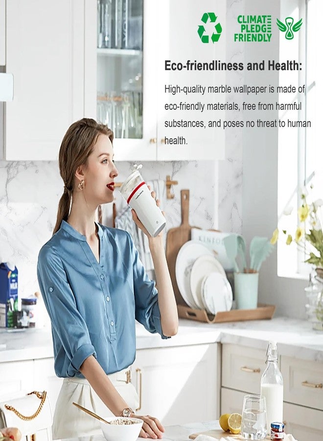 Dimoon ورق جدران ديموون الرخامي اللاصق، مقاس 15.7 بوصة × 78.7 بوصة، ورق لاصق أبيض من الجرانيت لأسطح المطابخ، مقاوم للماء، مصنوع من مواد جديدة صديقة للبيئة، مُحسّن السماكة، مناسب للمستأجرين، غلاف فينيل - Image 4