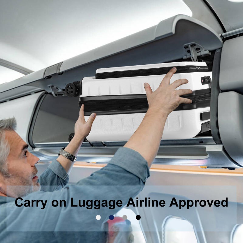 CENSIEN Expandable Carry On Luggage Airline Approved, 20 Inch Lightweight ABS+PC Hard Shell Suitcases with Front Pocket, Spinner Wheels, TSA Lock (White, 1PC) - Image 5