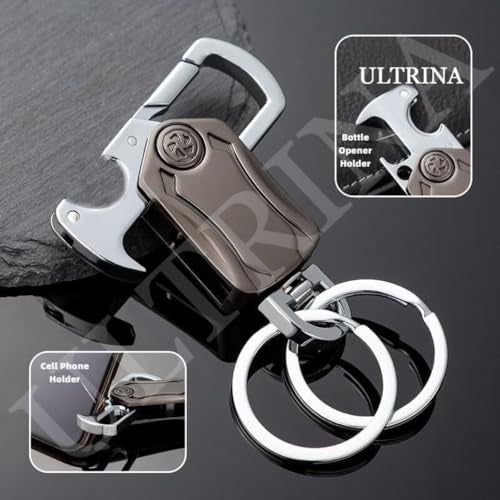 ULTRINA 5 in 1 Stylish Spinner Keychain- 360° Rotation Carabiner with Bottle Opener, Key & Phone Holder, Spinner Durable Zinc Alloy Multi-functional Keychain For Bike And Car. - Image 3