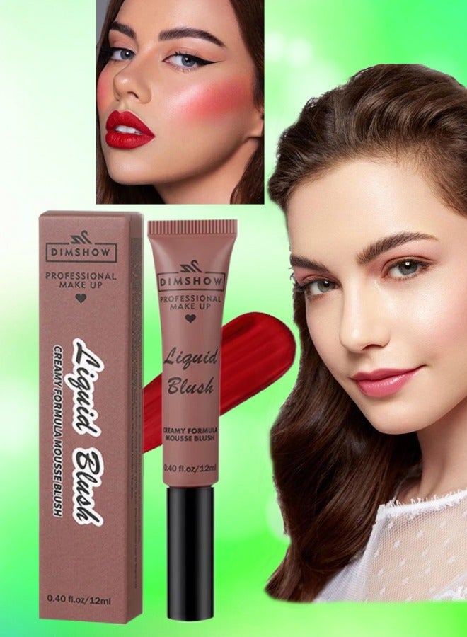 DIMSHOW Liquid Blush Creamy Formula Mousse Blush Creamy Liquid Matte Finish Blusher Face Beauty Makeup Liquid Tinted Mousse Blush Eyeshadow and Lipstick Long Wearing Moisturizing Blush 02 - Image 1
