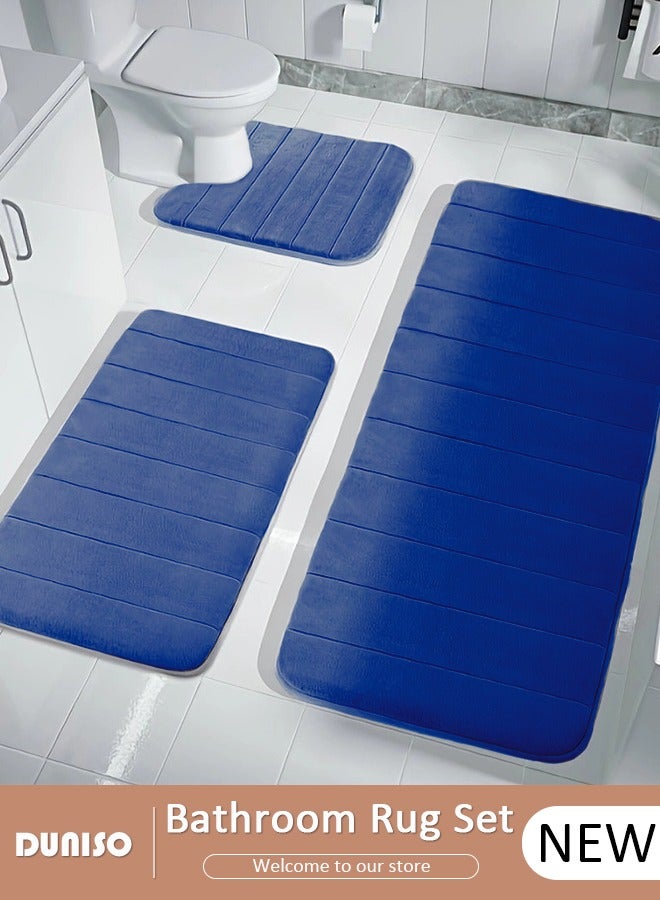 DUNISO 3 Piece Bathroom Rug Set Includes Bath Rug, Contour Mat, Super Soft Water Absorbent & Non-Slip Bath Mats for Bathroom Floor, Tub and Shower Room, Machine Washable  - Image 1
